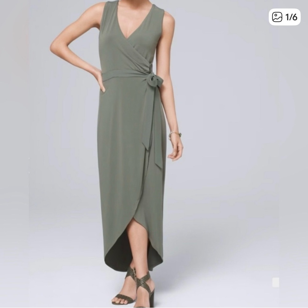 White House Black Market Sage Green Maxi Dress